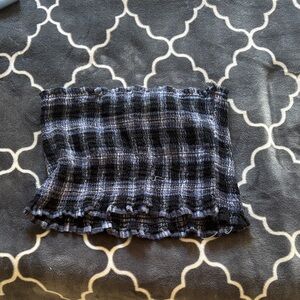 Plaid Black and blue Women's tube top